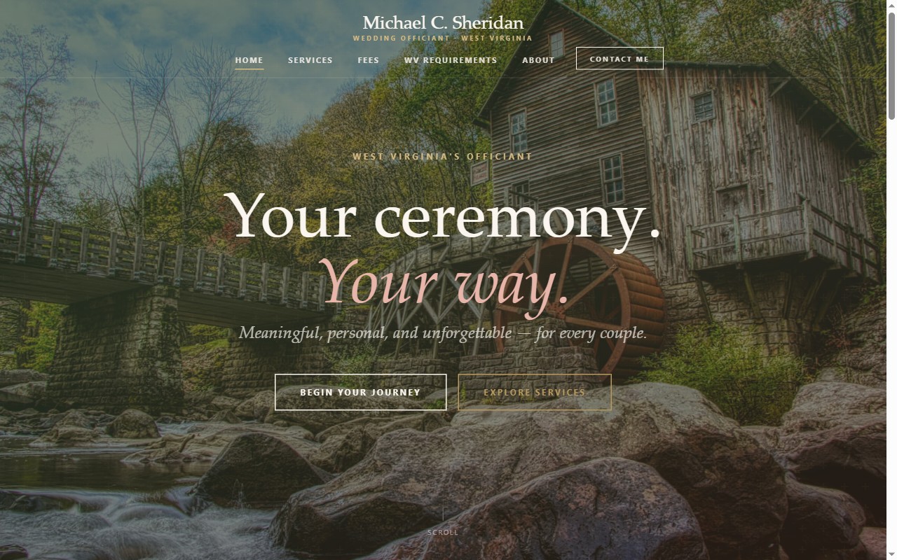 WV Wedding Man website screenshot